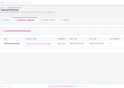 Painel de análises agendadas de Dark Web Monitoring