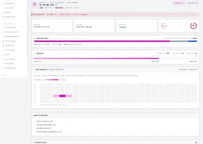 Vista de detalhe de um IOC de threat intelligence