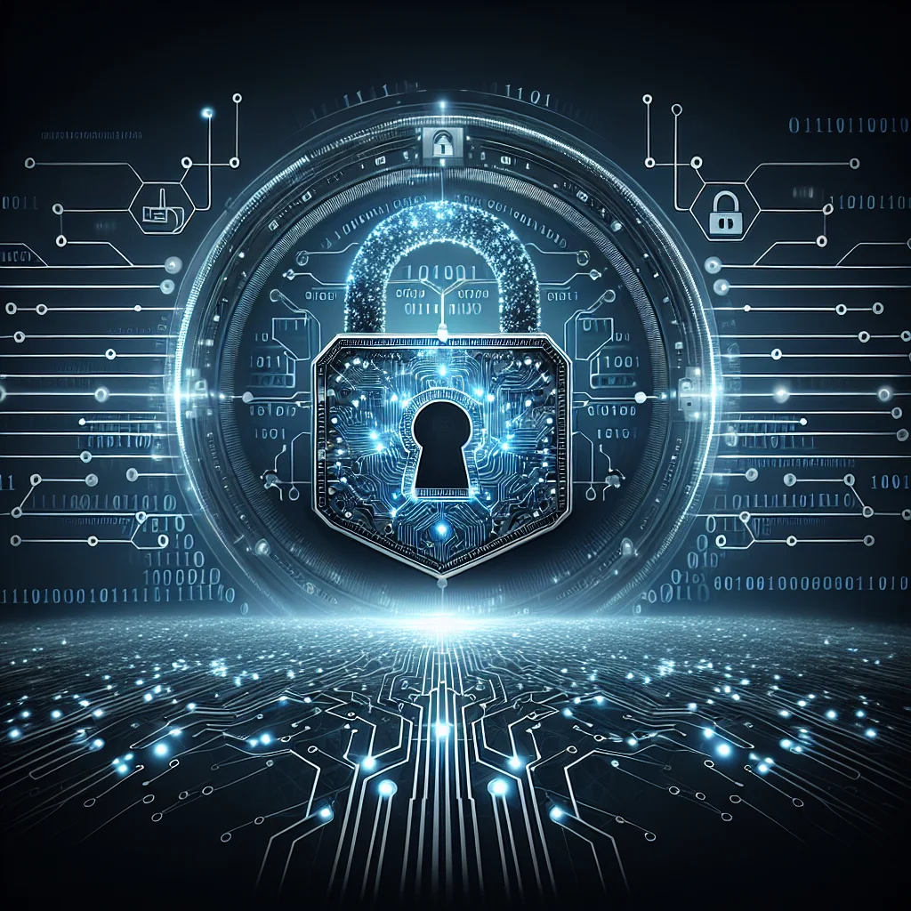 Digital lock with cybersecurity visual elements