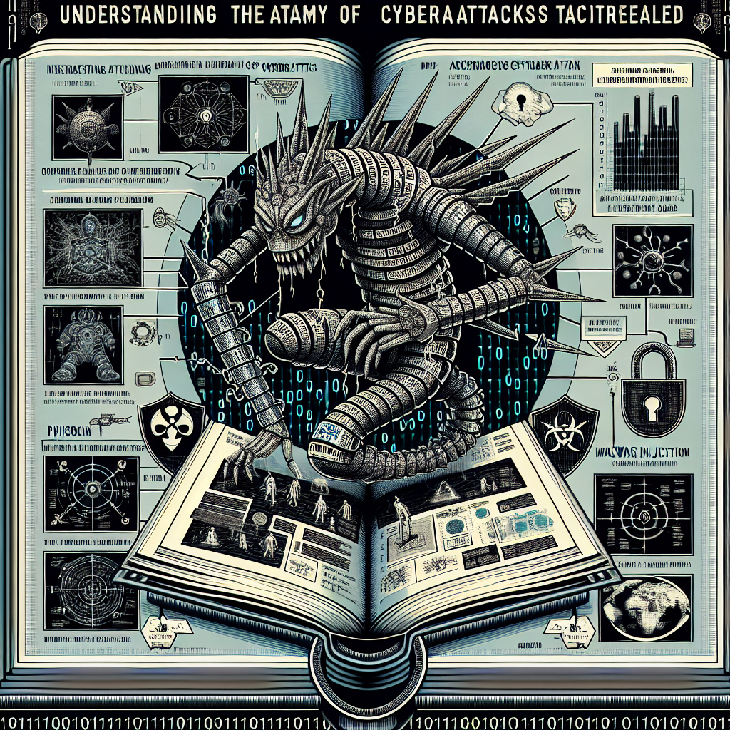 Cybersecurity illustration with a robotic creature and book