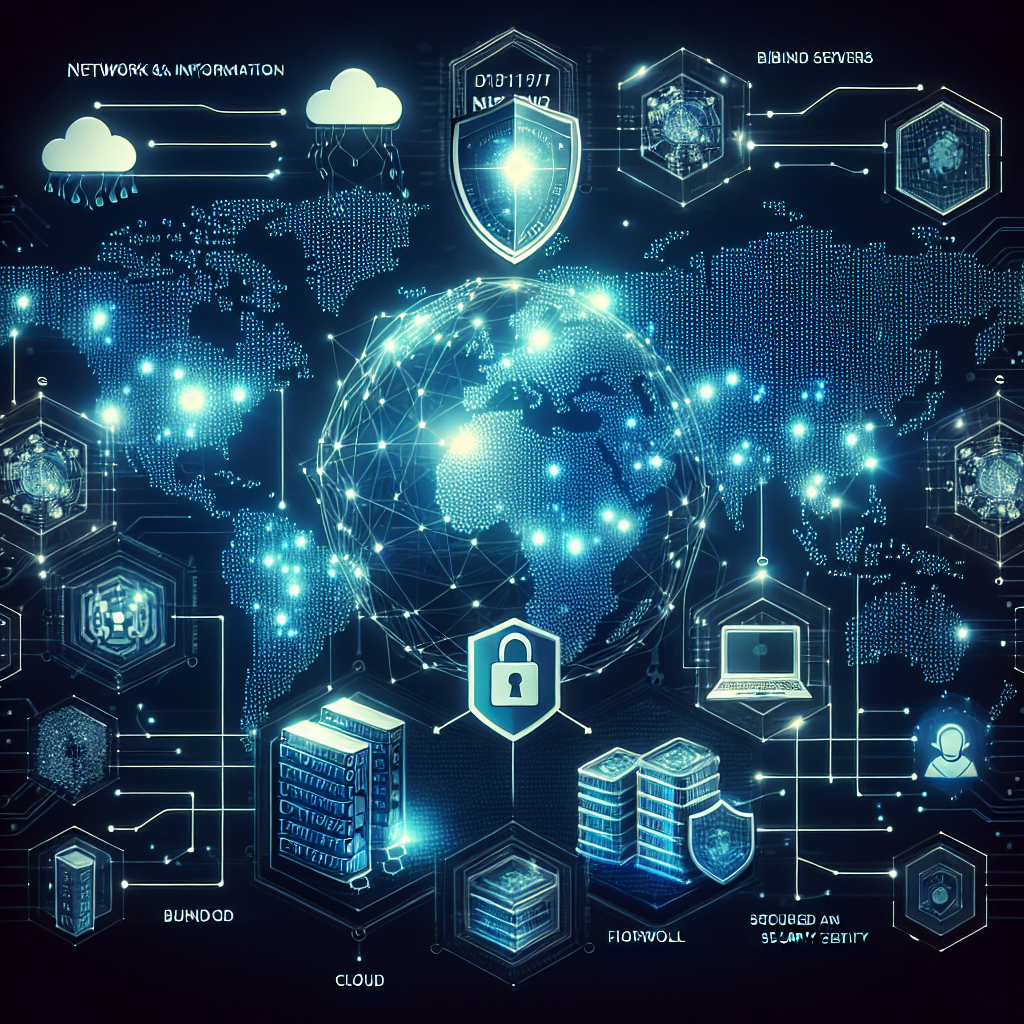 Global cybersecurity network with interconnected servers and data.