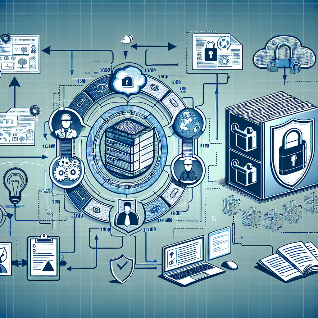 Cybersecurity illustration with network and lock icons