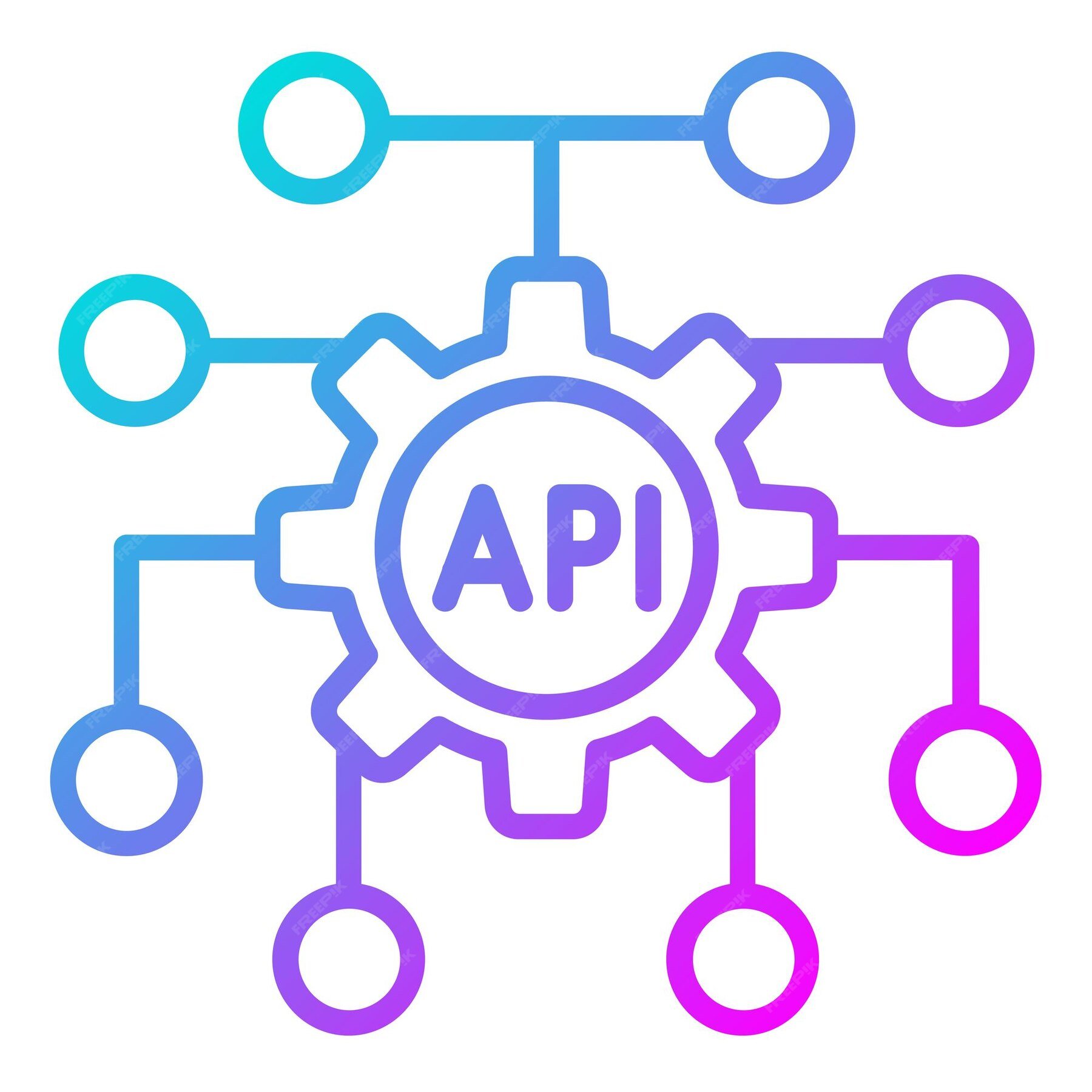 API integration gear and nodes illustration