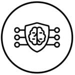 AI security icon with brain and shield