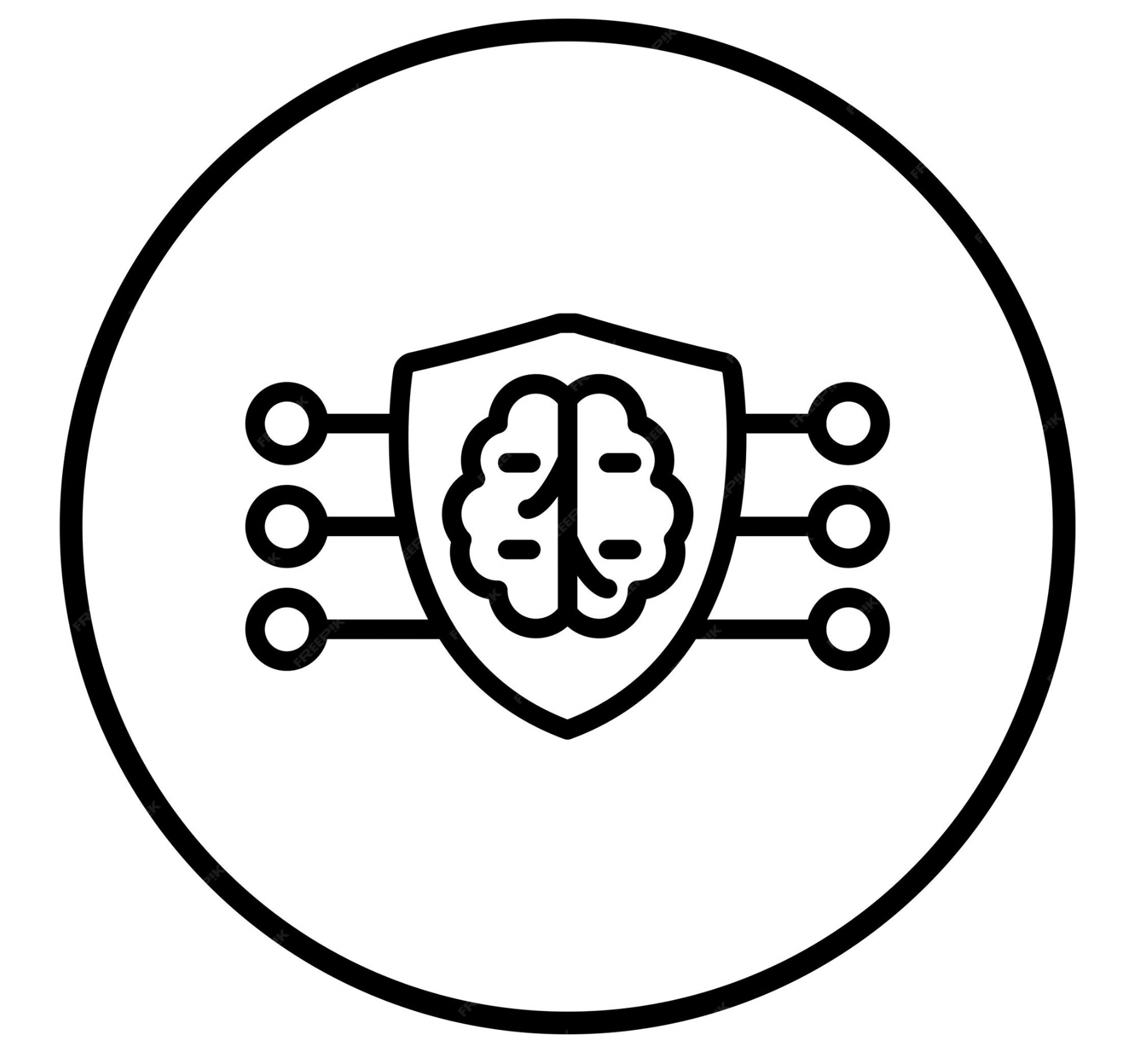 AI security icon with brain and shield