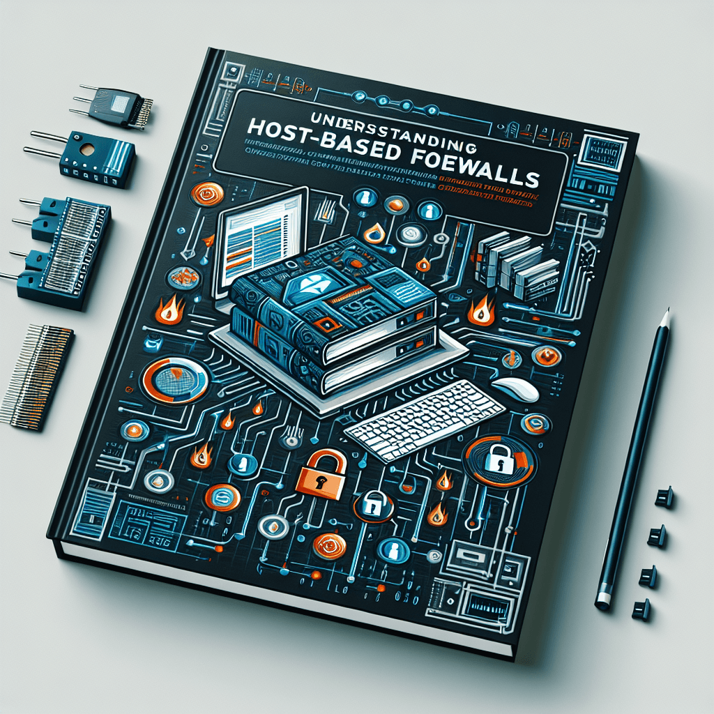 Book on host-based firewalls with tech illustrations.