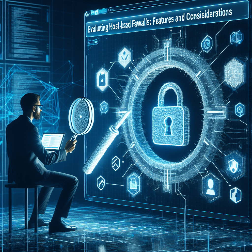 Man analyzing digital security firewall diagram on screen.