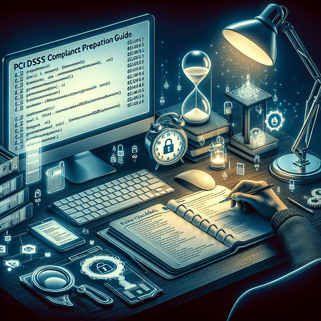 Cybersecurity workspace with computer and documents