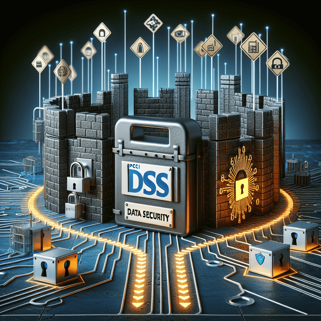 Illustration depicting PCI DSS data security concept.