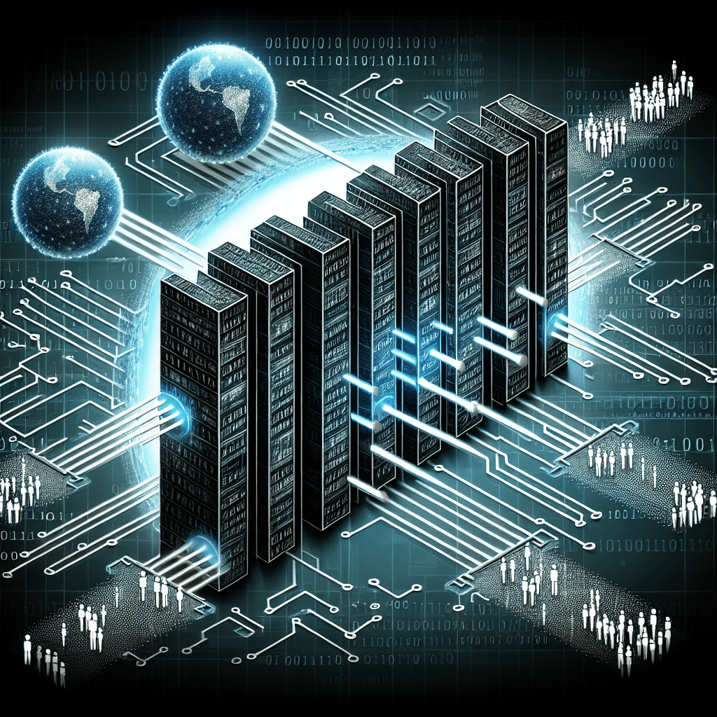 Digital data flow through server racks