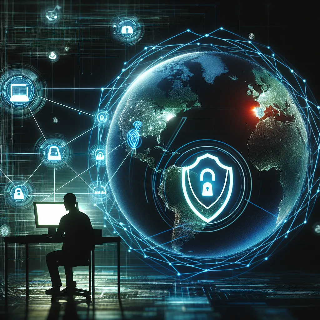 Cybersecurity professional analyzing global network security