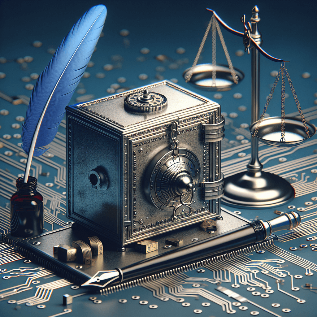 Symbolic law and secure technology illustration