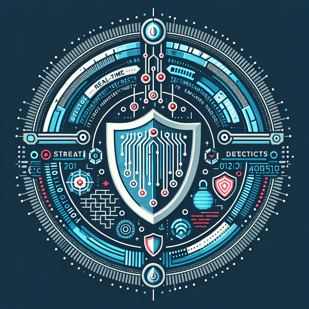 Futuristic cybersecurity shield with digital symbols