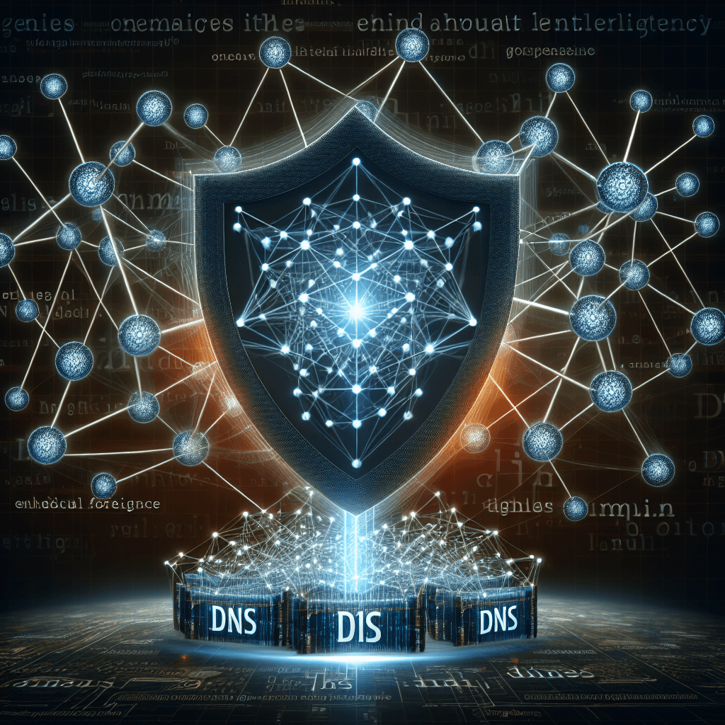 Cybersecurity network with digital shield and connections.