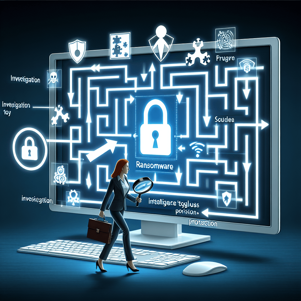 Digital investigator analyzing ransomware on computer screen