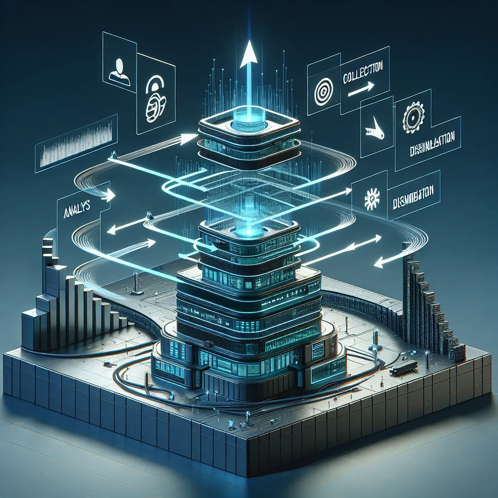 Futuristic data analysis and distribution concept illustration.