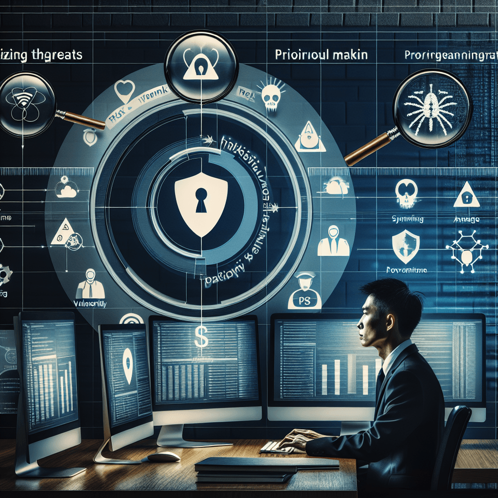 Cybersecurity analyst monitoring data on screens