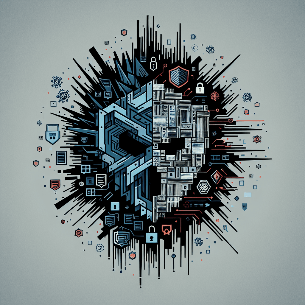 Abstract cybersecurity and artificial intelligence illustration