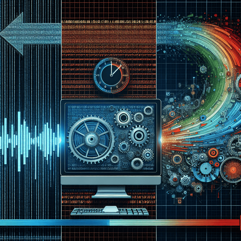 Abstract technology gear interface with binary code