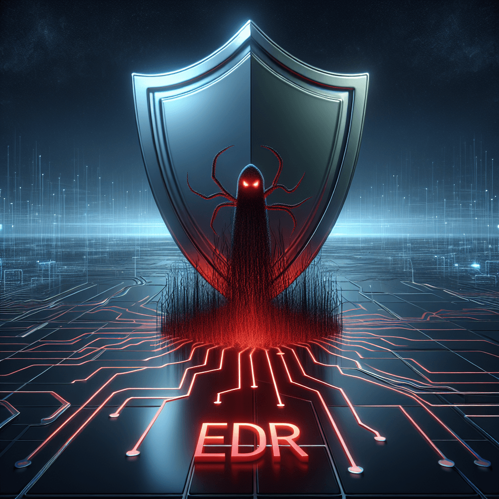 EDR cybersecurity shield blocking digital threat