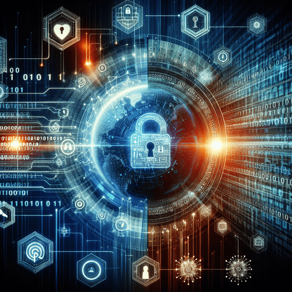 Cybersecurity technology with digital lock and data flow