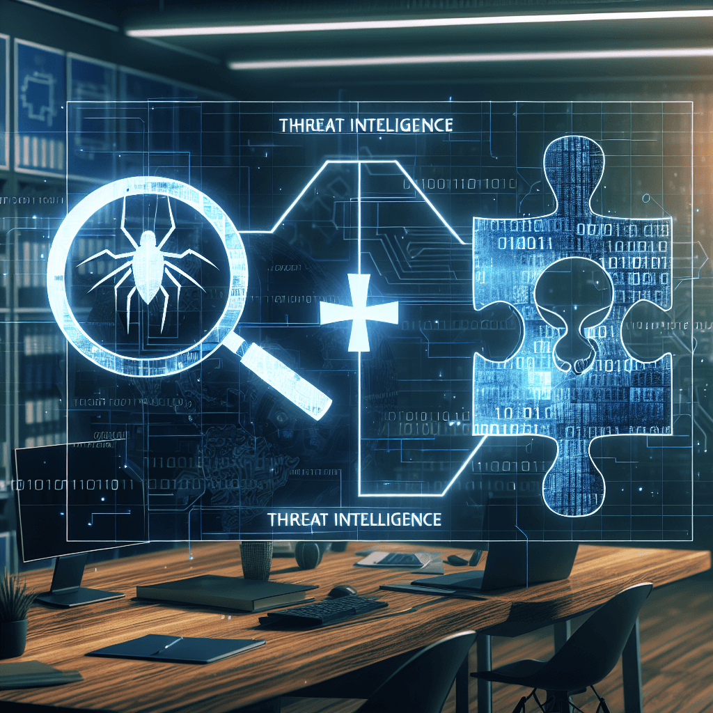 Cybersecurity threat intelligence concept with puzzle pieces.