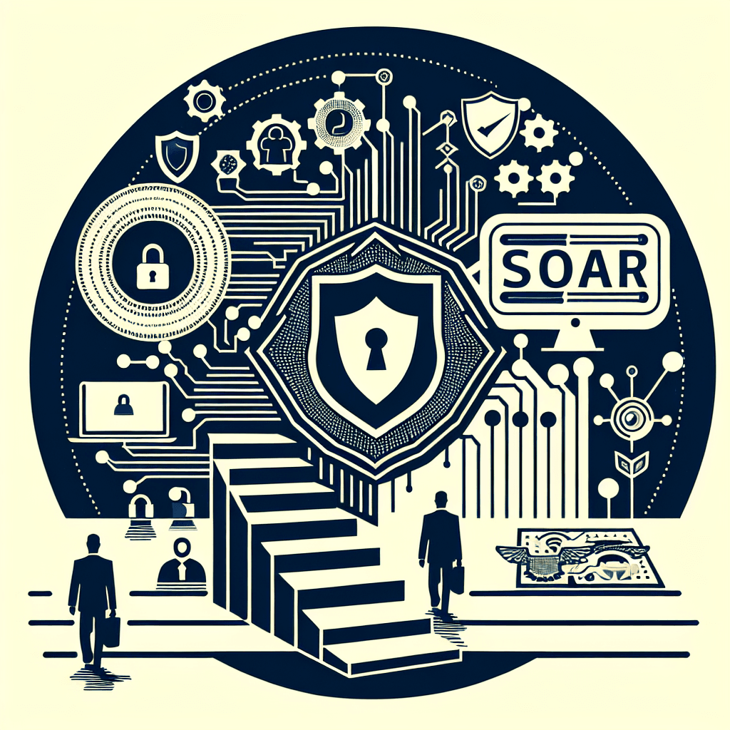 Cybersecurity concept with shield and digital elements.