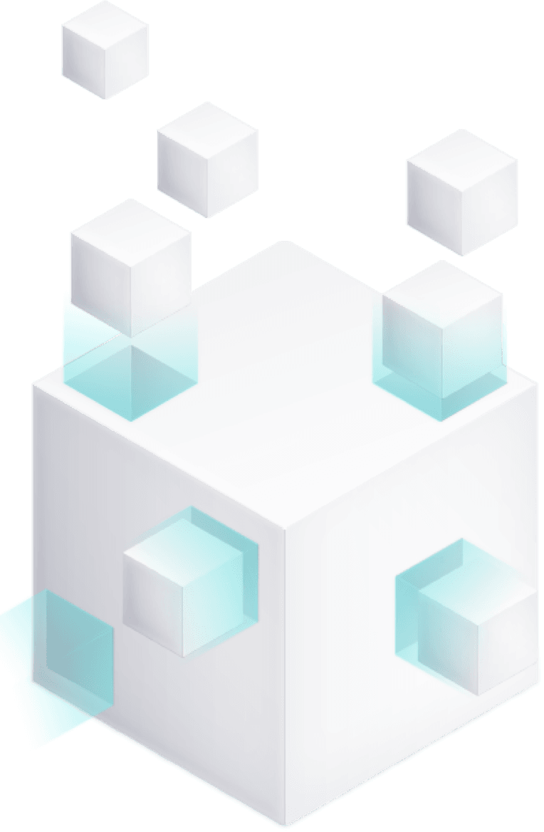 ai-illustrations_06 White cubes with floating blue cubes